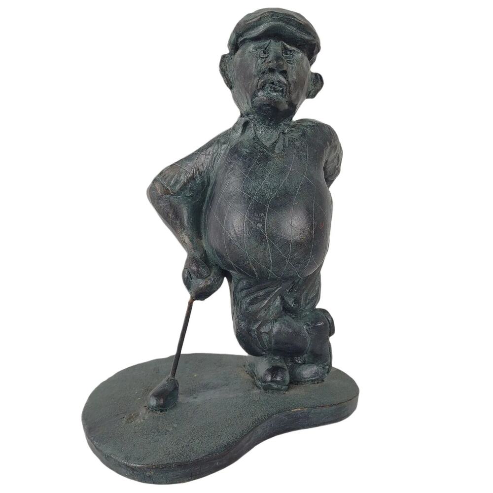 Vintage 70s-80s Big Belly 8" Golfer Statue Figure, Golfing Dad Grandpa Funny Day